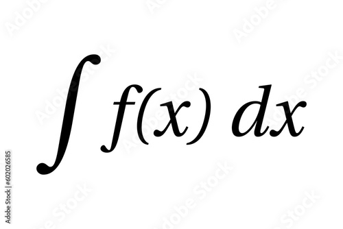 Indefinite integral of function. Algebra. Symbol. Vector illustration.