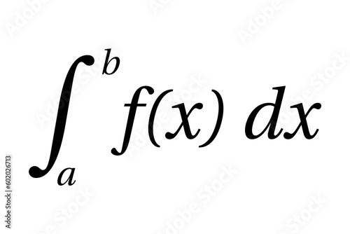 Definite integral of function. Algebra. Symbol. Vector illustration.