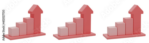 red graph isolated on transparent background, PNG red graph, 3d render, profit graph