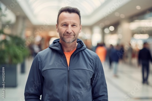 Portrait of mature man in sportswear in the shopping center