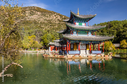 Five Phoenix Pavilion in Black Dragon Pool Park in Lijiang, Yunnan province, China