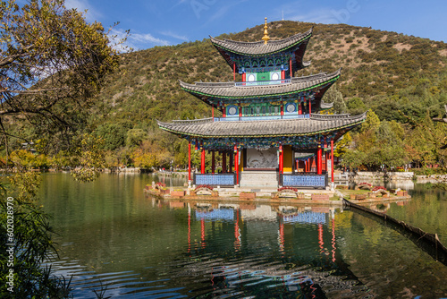Five Phoenix Pavilion in Black Dragon Pool Park in Lijiang, Yunnan province, China