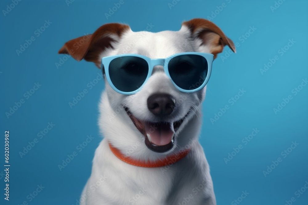 dog background pet animal isolated portrait smile sunglasses funny glasses cute. Generative AI.