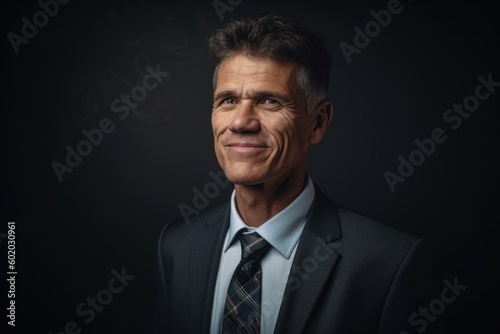 Portrait of a mature man smoking a cigarette on a dark background