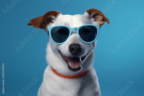 dog background pet animal isolated portrait smile sunglasses funny glasses cute. Generative AI. © SHOTPRIME STUDIO