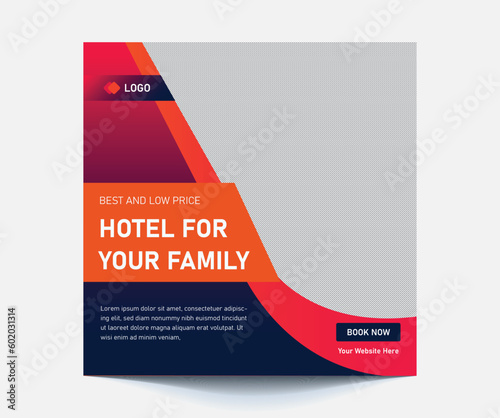 hotel and restaurant social media post design template vector