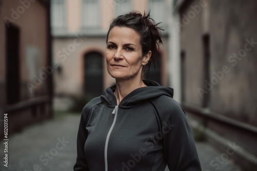 Obraz na płótnie Portrait of a middle-aged woman in sportswear outdoors w salonie