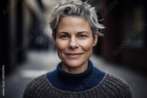 Portrait of a beautiful middle-aged woman with short gray hair © Robert MEYNER