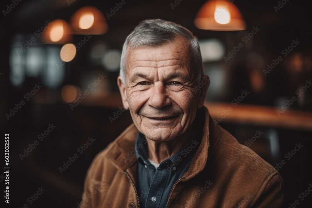 Portrait of smiling senior man in cafe. Senior man looking at camera. Portrait of smiling senior man in cafe. Senior man looking at camera.