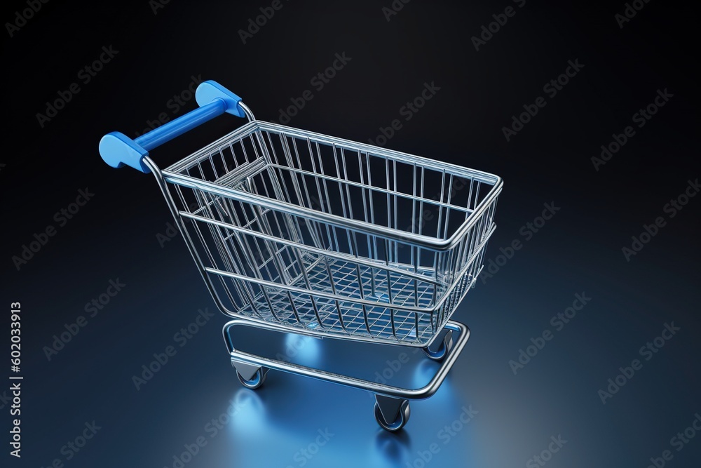 shopping cart icon 3D icon of shopping cart on blue and black background shopping cart icon 3D icon of shopping cart on blue and black background