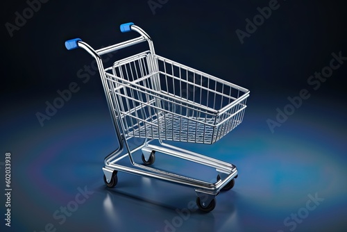 shopping cart icon 3D icon of shopping cart on blue and black background