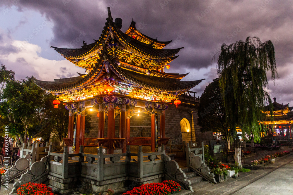 Pavilion near Wuhua Tower in Dali ancient city, Yunnan province, China