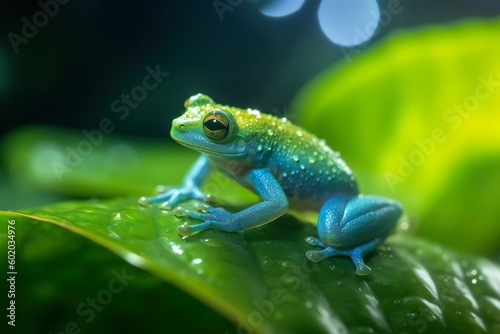 Remarkable Macro Shot of a Glass Frog Nestled on a Transparent Leaf in a Verdant Tropical Rainforest