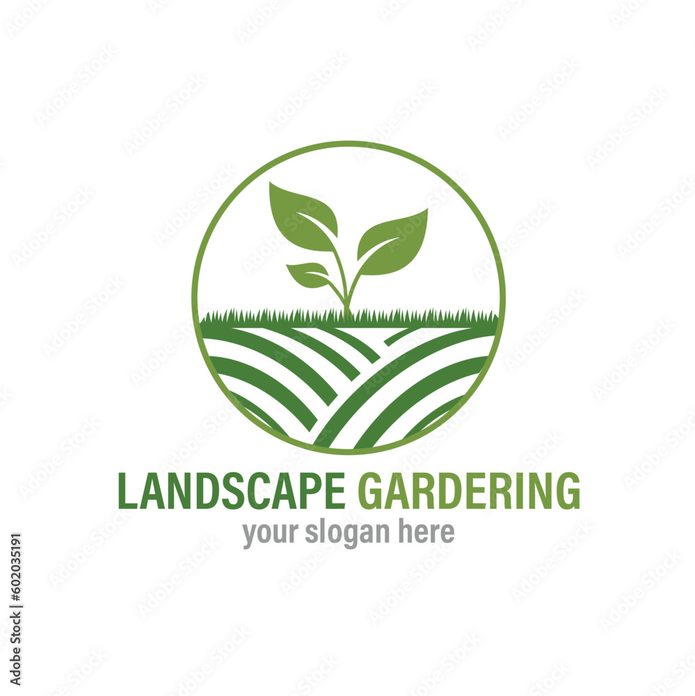 Vector abstract green landscape modern vector logo design template Vector abstract green landscape modern vector logo design template