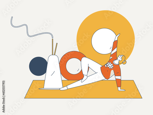 Practicing yoga for physical and mental health flat vector character concept operation hand drawn illustration

