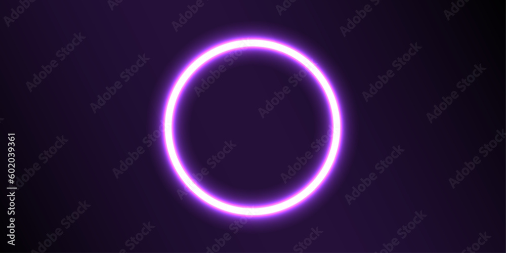 Vector abstract circle neon light line round frame colorful purple isolated on black background. Technology modern concept. Vector abstract circle neon light line round frame colorful purple isolated on black background. Technology modern concept.