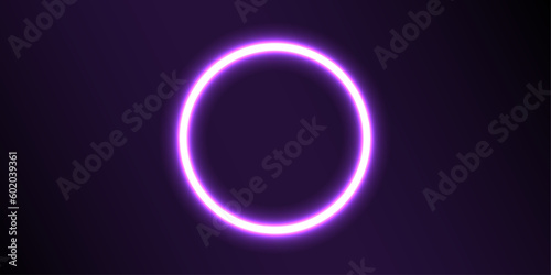 Vector abstract circle neon light line round frame colorful purple isolated on black background. Technology modern concept.