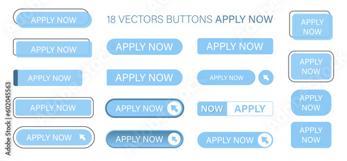 Apply now button in flat style for application. Click button business concept