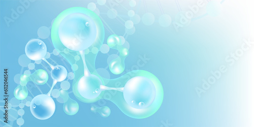 Probiotic and Hyaluronic acid skin solutions ad, blue collagen, and vitamin serum drop with cosmetic advertising background ready to use illustration vector.	