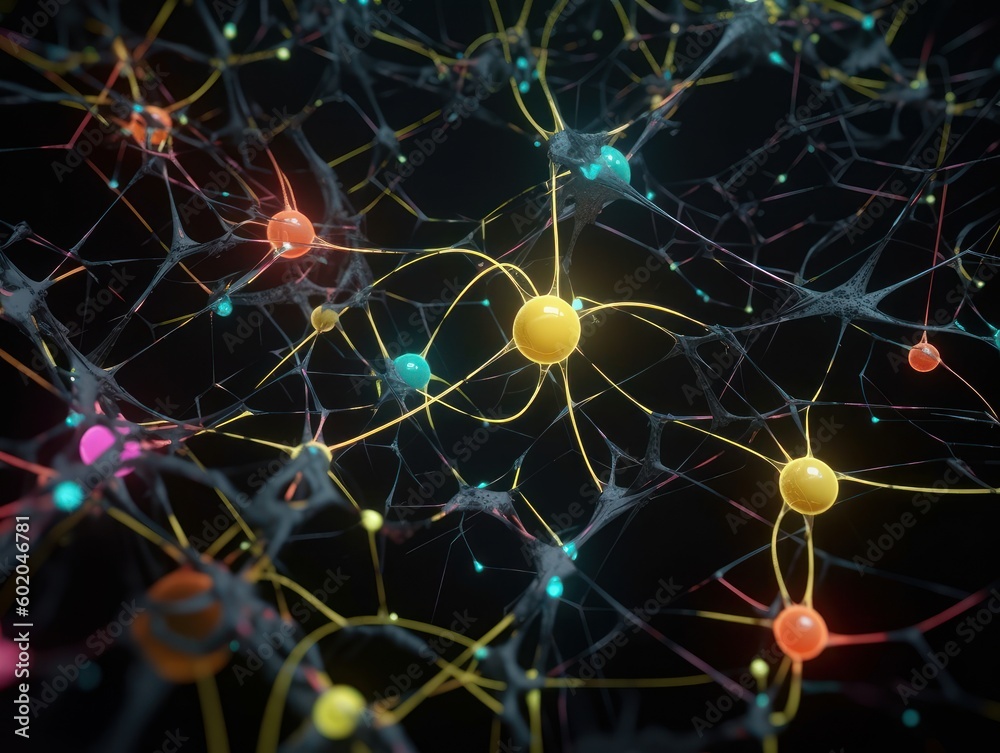 Abstract neural network closeup render illustration Abstract neural network closeup render illustration