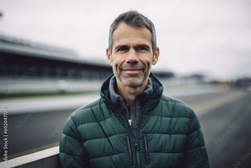 Portrait of a handsome middle-aged man in a green jacket Portrait of a handsome middle-aged man in a green jacket