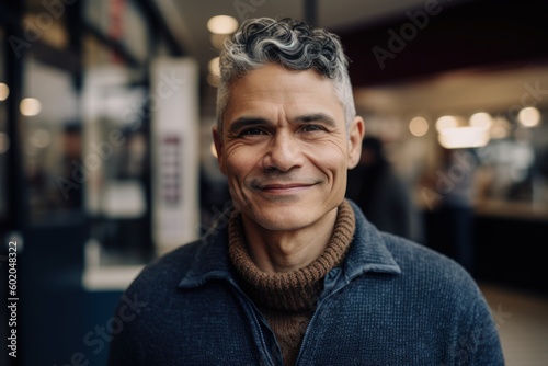 Portrait of a handsome middle-aged man in a cafe. © Robert MEYNER
