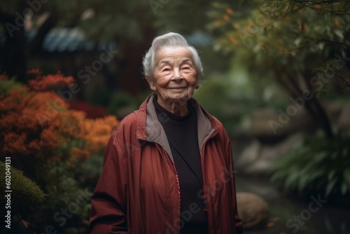 Portrait of a smiling senior woman in the park. Portrait of an elderly woman.