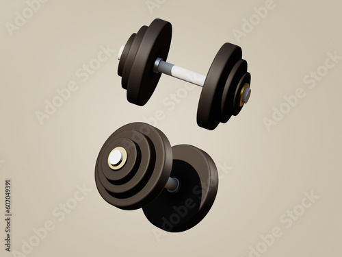 Dumbbell 3d render , isolated on background , illustration 3D Rendering