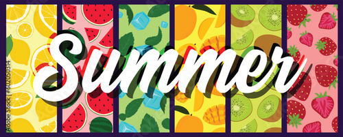 Set of Different Fruits Summer Posters, Summer Season Sale Editable Vector Fruits Banners