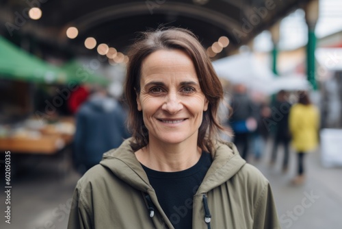 Portrait of a smiling woman at the market in Paris, France © Robert MEYNER