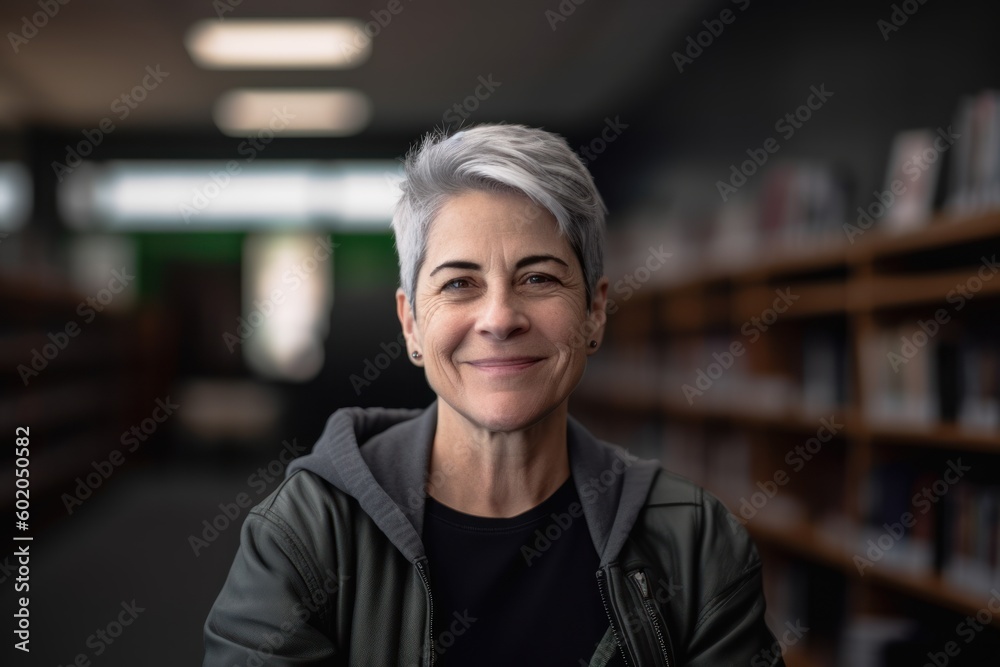Portrait Of Mature Woman In Library - Shallow Depth Of Field Portrait Of Mature Woman In Library - Shallow Depth Of Field