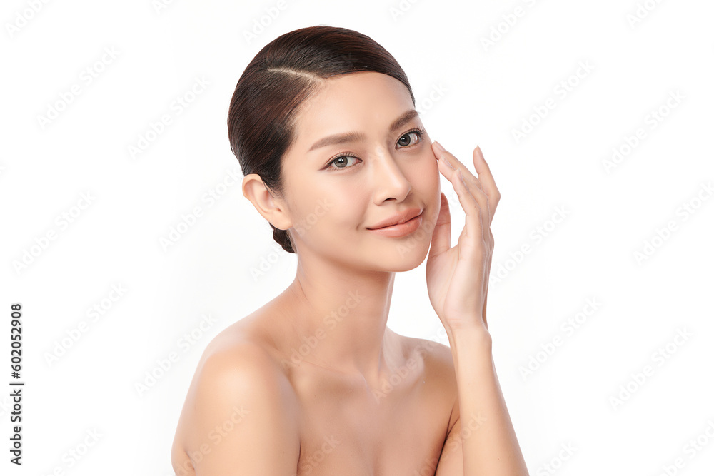 Beautiful young asian woman with clean fresh skin on white background, Face care, Facial treatment, Cosmetology, beauty and spa, Asian women portrait. Beautiful young asian woman with clean fresh skin on white background, Face care, Facial treatment, Cosmetology, beauty and spa, Asian women portrait.