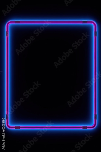 Neon tube Frame Pink Blue orange purple Abstract background, Ai Generative