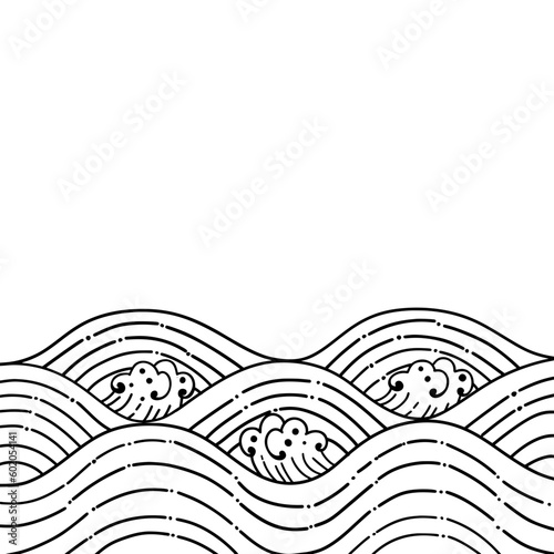Sea wave hand drawing 