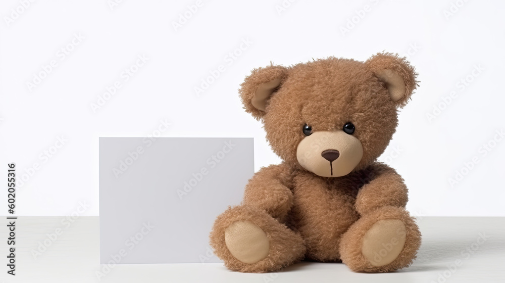 Cute teddy bear holding a piece of paper Cute teddy bear holding a piece of paper