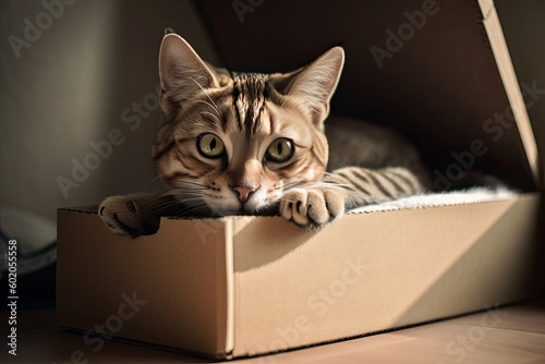 Cat sitting in box