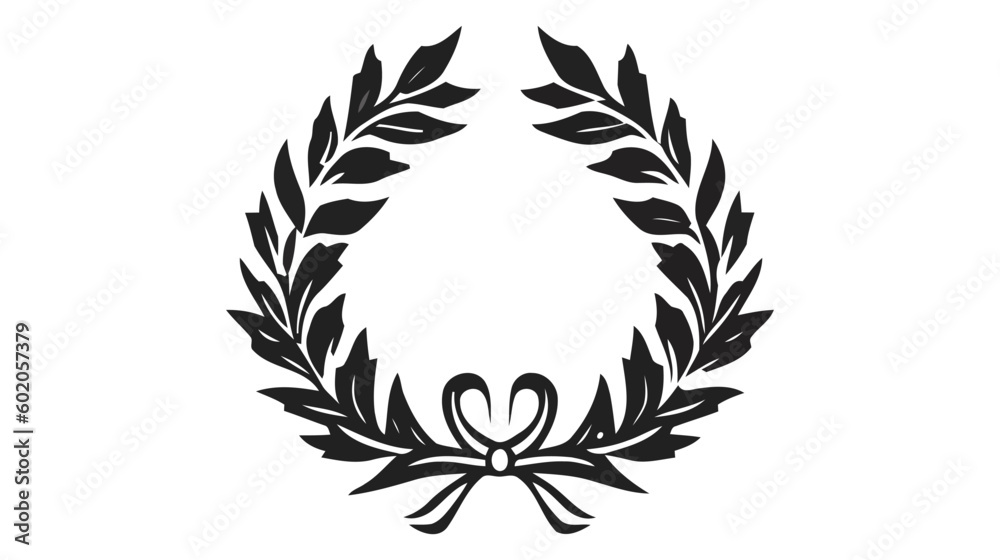 Obraz premium Laurel Wreath floral heraldic element, Vector icon, logo on white background