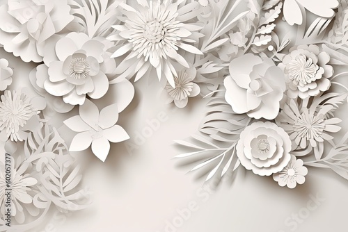 Abstract flowers and leaf background. Generative AI