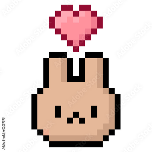 Brown heart bunny rabbit with heart love icon emote. Diary, calendar, journal sticker (ID: 602057575)