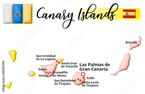Kanarische Inseln, Fläche und Flagge (Spanien)
