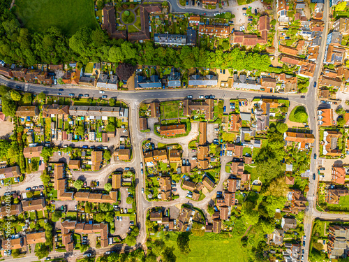 Aerial view of Wallingford, a historic market town and civil parish located between Oxford and Reading on the River Thames in England photo