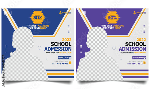 School admission social media post banner design set . 