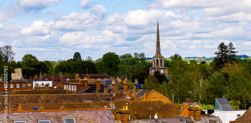 Aerial view of Wallingford, a historic market town and civil parish located between Oxford and Reading on the River Thames in England photo