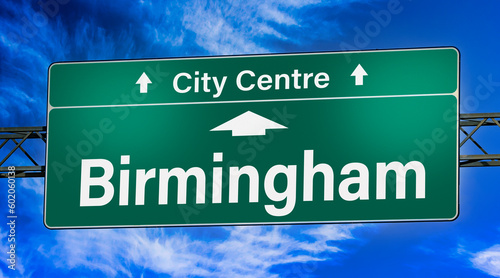Road sign indicating direction to the city of Birmingham