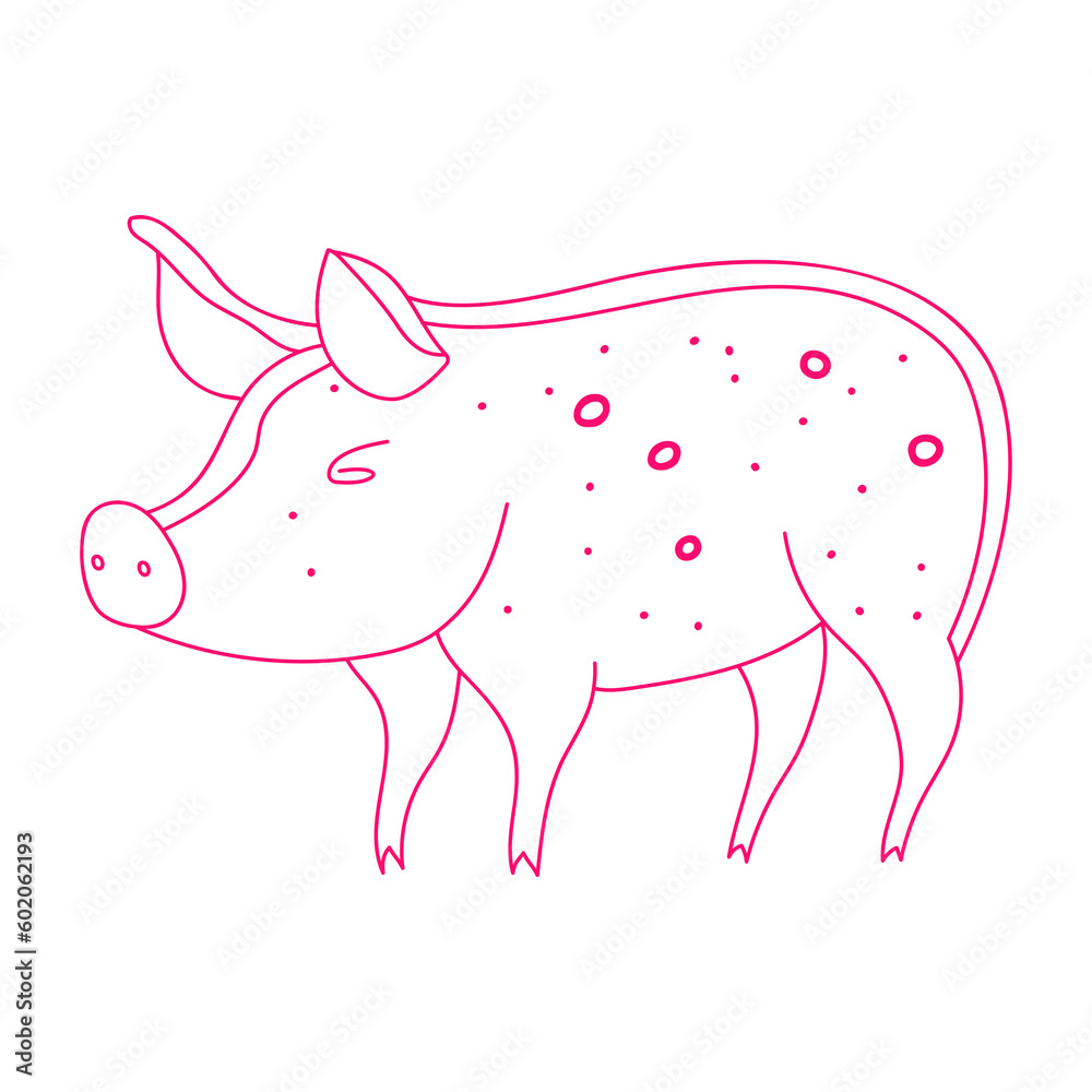 illustration of a pig outline illustration of a pig outline