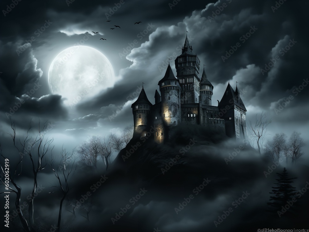 Clipart of a Mysterious Haunted Castle Clipart of a Mysterious Haunted Castle