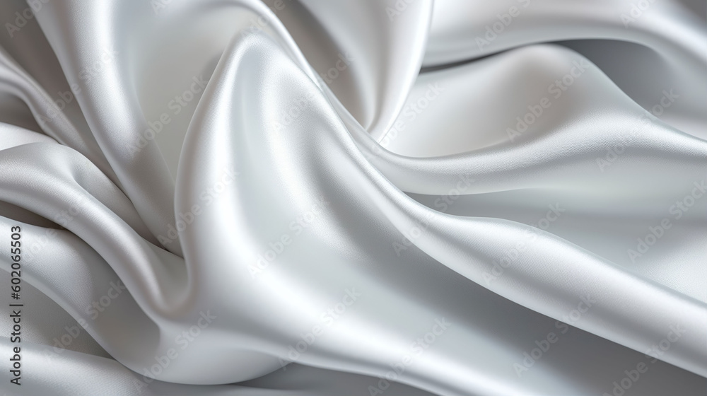 White silk satin fabric texture background with sweeping ripples and folds. A.I. generated.
White silk satin fabric texture background with sweeping ripples and folds. A.I. generated.