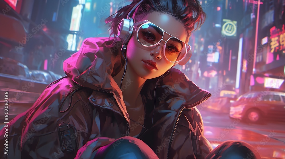 Cyberpunk girl. Fantasy concept , Illustration painting. Generative AI ...