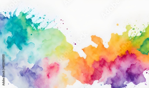 scattered watercolor on white paper  abstract background  generative ai