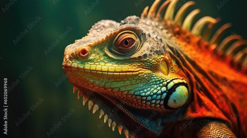 Lizard, Green iguana, Big green lizard,Generative, AI, Illustration. Lizard, Green iguana, Big green lizard,Generative, AI, Illustration.